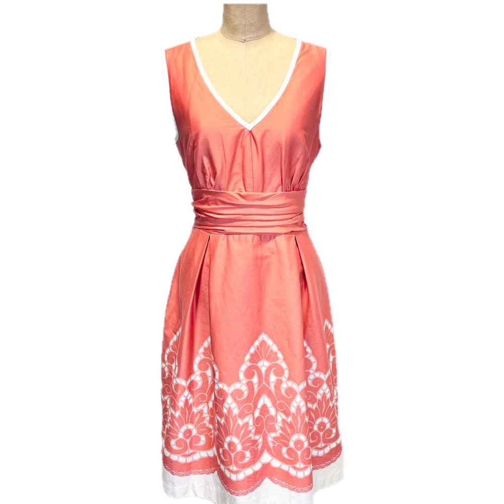 VINTAGE Coldwater Creek sleeveless dress pastel orange floral midi USA made
